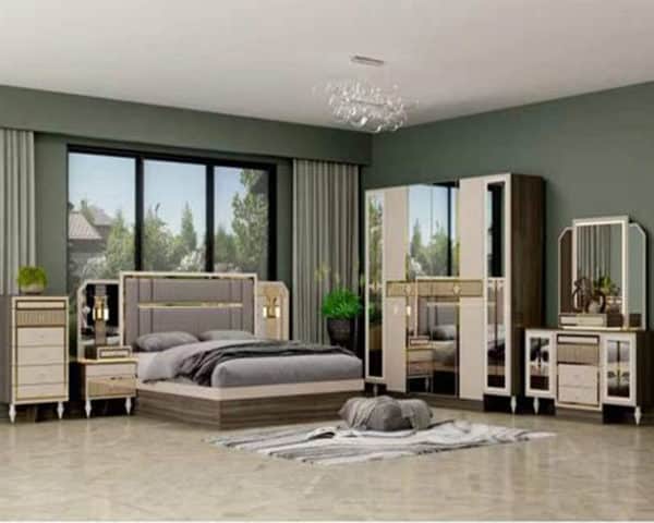 CHAMBRE A COUCHER REF 2098 BIEGE/BLANC/DORE/ 2400*540*2200