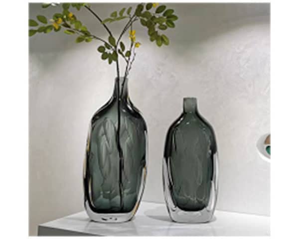 VASE DE DECORATION SET DE PCS REF 21-10-13 REF 21-10-14 NOIR/ARGENTEZ