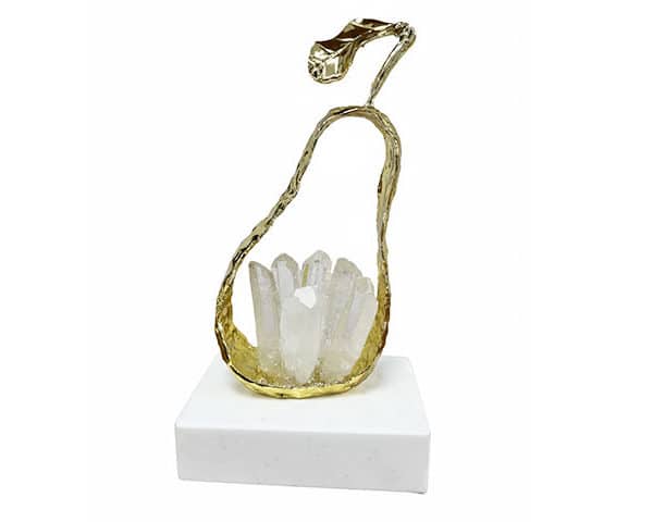 VASE DE DECORATION REF 26128 COULEUR DORE/ BLANC 13*8*23