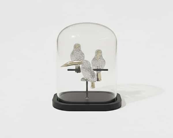 VASE DE DECORATION REF 58B COULEUR ARGENTEE /NOIR /DORE14*14*22