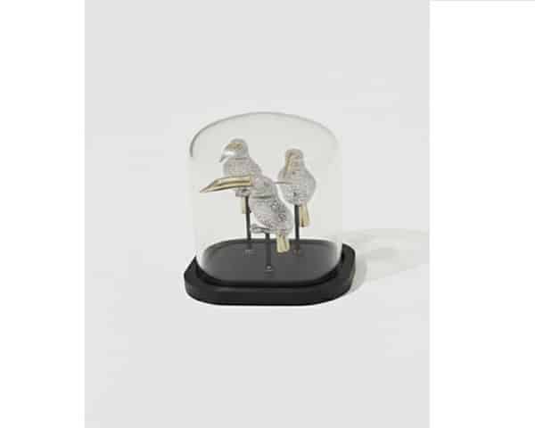 VASE DE DECORATION REF 58C COULEUR ARGENTEE /NOIR/DORE 12,5*12,