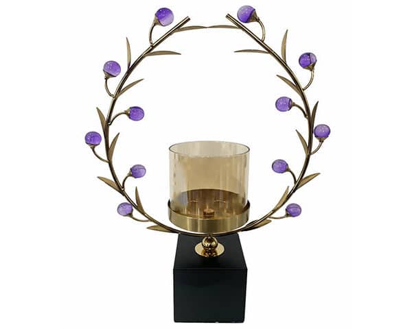 VASE DE DECORATION REF 6025 COULEUR NOIR/DORE/MAUVE 29*9*42