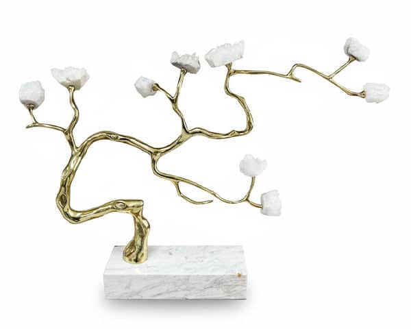 VASE DE DECORATION REF 6128 COULEUR DORE/BLANC 15*10*50