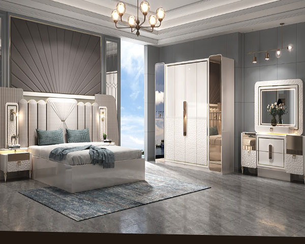 CHAMBRE A COUCHER REF 8832 BLANC/DORE 2400*600*2300 Z