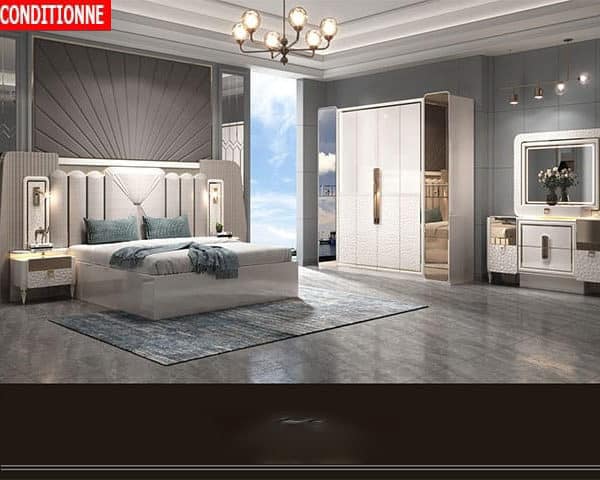 CHAMBRE A COUCHER REF 8832 BLANC/DORE 2400*600*2300 RECOND Z