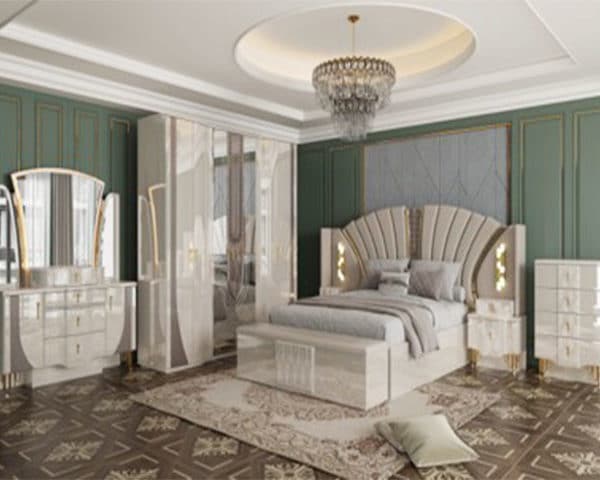 CHAMBRE A COUCHER REF 8833 BLANC/MARRON/DORE 2500*600*2300