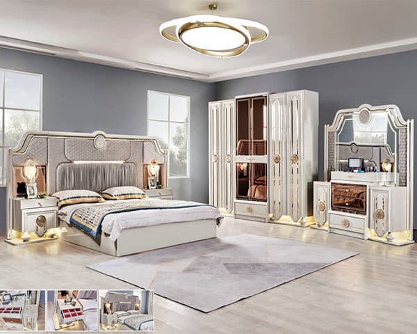 CHAMBRE A COUCHER REF 8853 BEIGE/GRIS/DORE 2600*600*2300