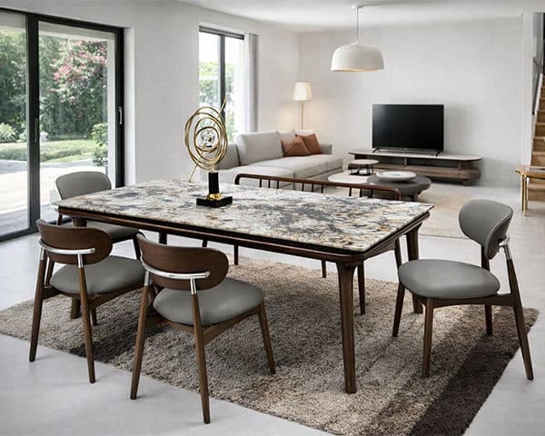 TABLE A MANGER 6 PLACES REF 8-51-016 COULEUR BEIGE/MARRON 180X90