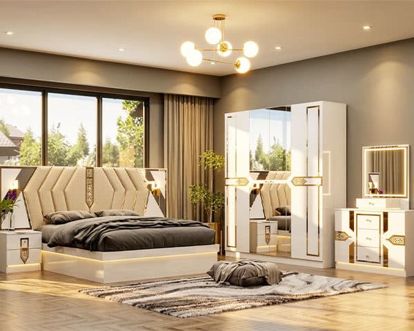 CHAMBRE A COUCHER REF HN 301 BLANC/DORE2200*540*2200 Z