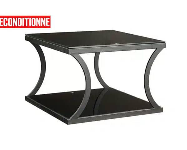 TABLE COIN DE BUREAU HYF04-0606 600*600*450 VERRE NOIRE RECOND