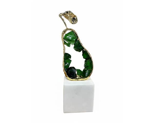 VASE DE DECORATION REF PB COULEUR VERT/DORE/BLANC 12*8*23