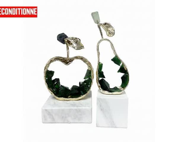 VASE DE DECORATION SET DE 2 PCS REF 011 COULEUR VERT RECOND Z