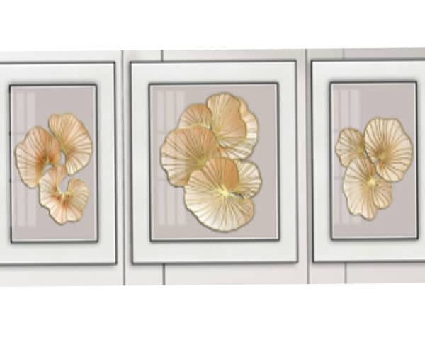 TABLEAU DE DECORATION REF 108 80X80+80X60 NOIR/BEIGE/MARRON/DORE