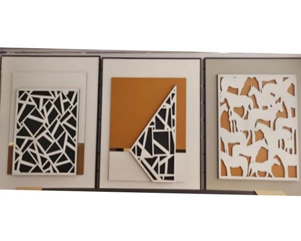 TABLEAU DE DECORATION REF 110 80X80+80X60 BEIGE/MARRON/BLANC