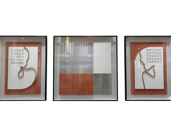 TABLEAU DE DECORATION REF 114 80X80+80X60 BEIGE/MARRON