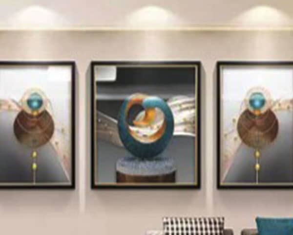 TABLEAU DE DECORATION REF 118 80X80+80X60 BLANC/DORE/BLEU/NOIR