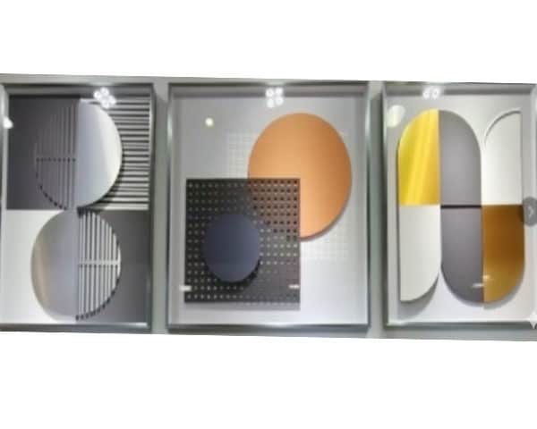 TABLEAU DE DECORATION REF 122 80X80+80X60 BLANC/ORANGE/GRIS/BLEU