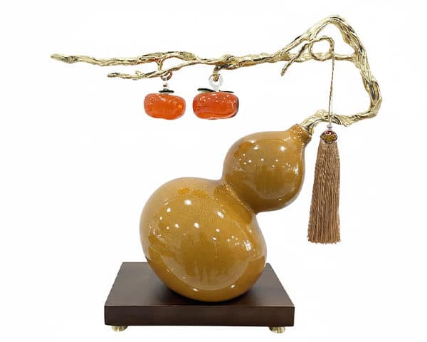 VASE DE DECORATION REF 15 COULEUR MARRON/DORE