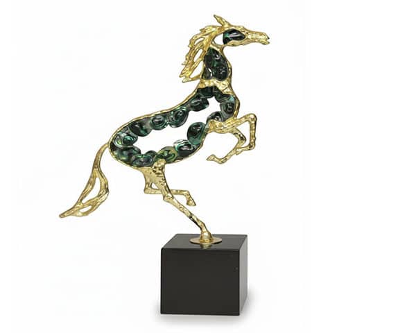 VASE DE DECORATION REF 29 COULEUR NOIR/DORE/VERT 21*11*43