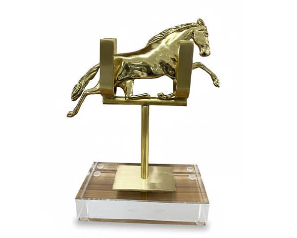 VASE DE DECORATION REF T-134 COULEUR DORE/BLANC 16*8*34