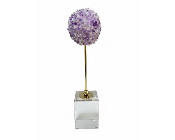VASE DE DECORATION REF T-382 COULEUR MAUVE/DORE 13*13*39