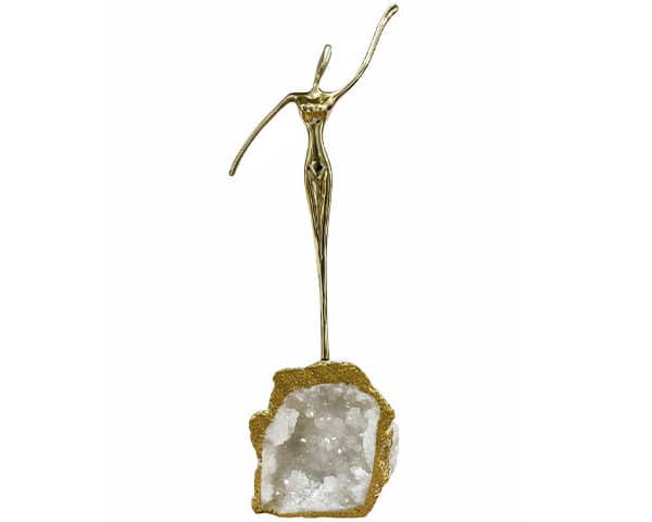 VASE DE DECORATION REF T858 COULEUR DORE /BLANC 12*12*37