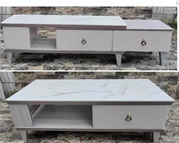 TABLE TELEVISEUR REF 011-150+TABLE BASSE REF 011-120 MARRON/BEIGE Z