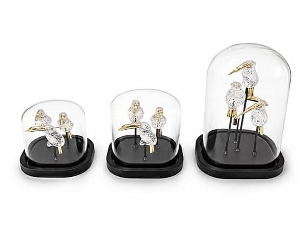 VASE DE DECORATION SET 3 PCS REF 58B REF 58C COULEUR ARGENTE/NOIR Z