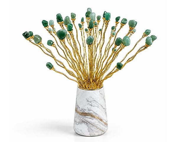 VASE DE DECORATION REF 402 COULEUR DORE/VERT/BLANC 33*33*32