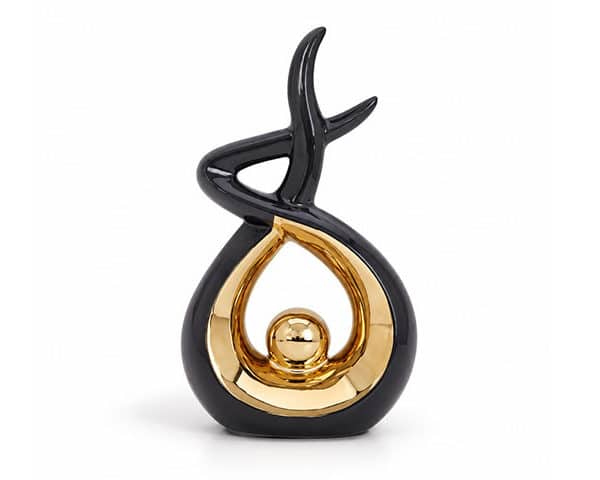 VASE DE DECORATION REF NHTC 2608 -2-G COULEUR NOIR / DOREE
