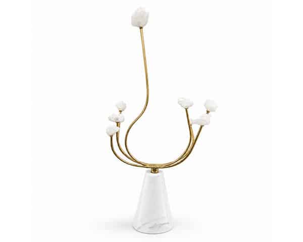 VASE DE DECORATION REF T-2916 COULEUR BLANC/ DORE 10*14*53