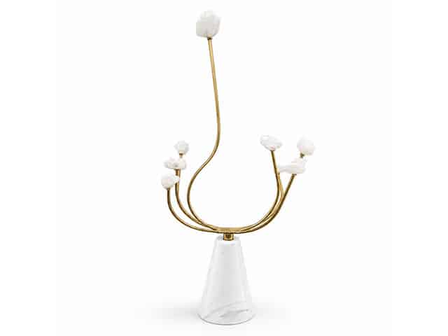 VASE DE DECORATION REF T-2916 COULEUR BLANC/ DORE 10*14*53