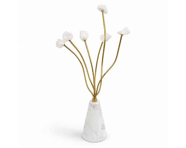 VASE DE DECORATION REF T-2972 COULEUR BLANC/ DORE 20*10*51