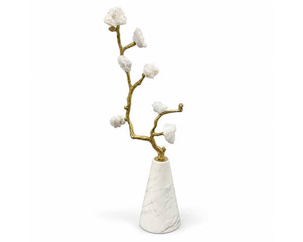 VASE DE DECORATION REF T2973 COULEUR BLANC/ DORE 10*10*58