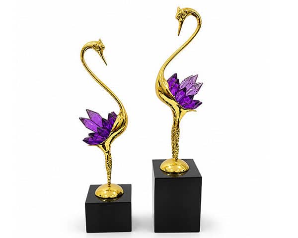 VASE DE DECORATION SET DE 2 PCS REF 5032 A 5032 B /DORE/NOIR/MAUVE Z