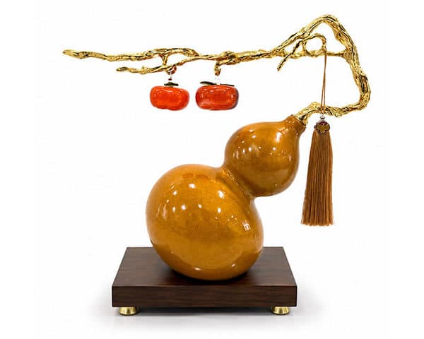 VASE DE DECORATION REF 15 COULEUR MARRON/DORE