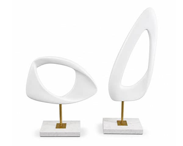 VASE DE DECORATION SET DE 2 PCS HX1668-L HX1668-S COULEUR BLANC/DOREZ