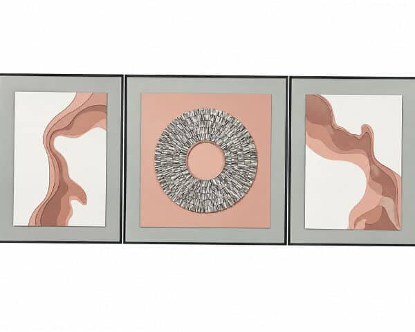 TABLEAU DE DECORATION REF 118 80X80+80X60 BLANC/DORE/BLEU/NOIR