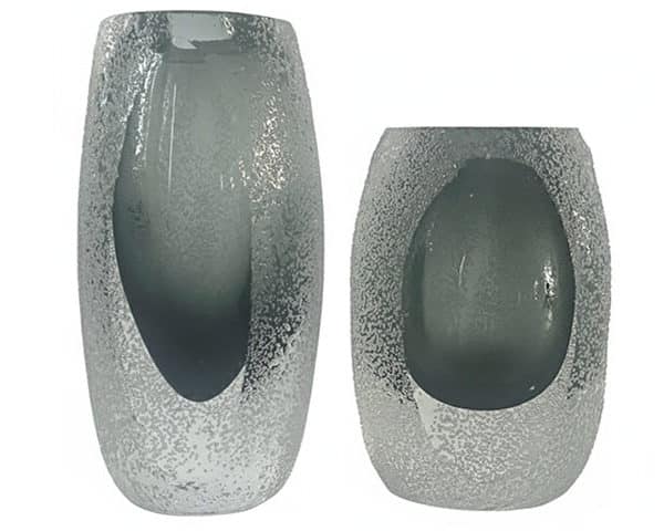 VASE DE DECORATION SET DE 2 PCS REF 01 COULEUR ARGENTE Z