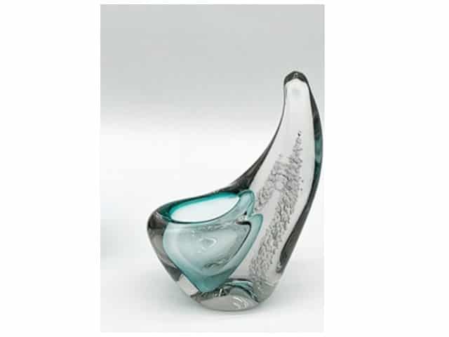 VASE DE DECORATION REF 12 COULEUR ARGENTEE/BLEU