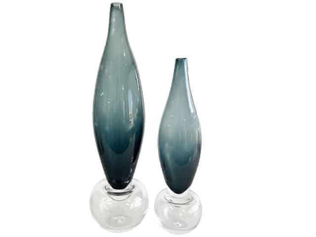 VASE DE DECORATION SET DE 2 PCS REF 22 COULEUR BLEU/ARGENTE Z