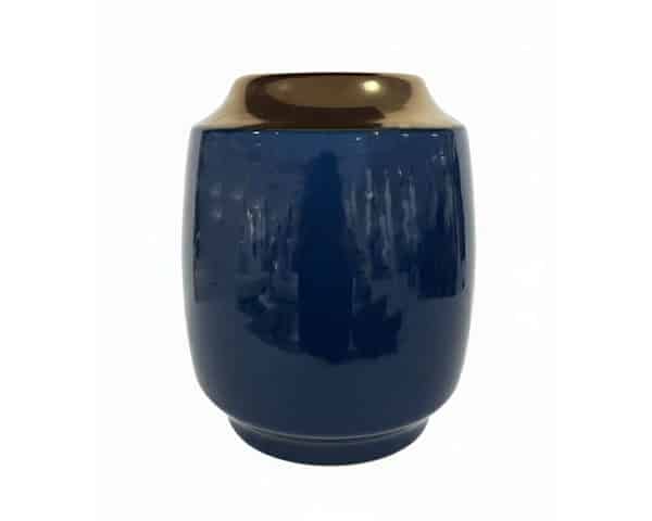 VASE DE DECORATION REF 3066 COULEUR BLUE/DORE 16*16*36