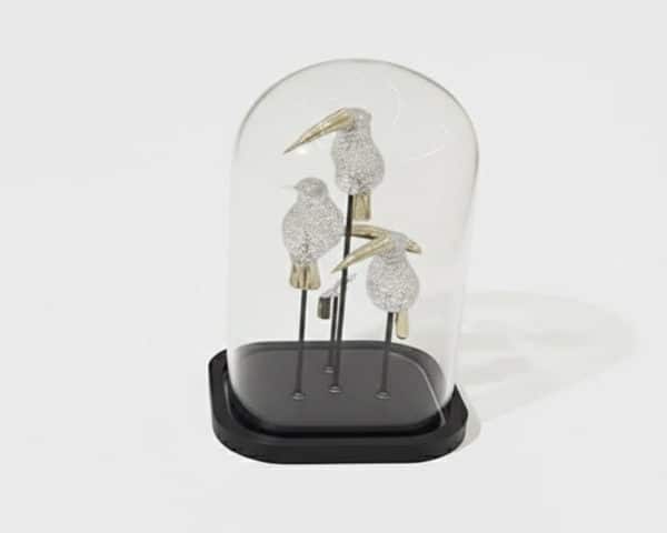 VASE DE DECORATION REF 58A COULEUR ARGENTE /NOIR /DORE 14*14*27