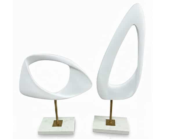 VASE DE DECORATION SET DE 2 PCS HX1668-L HX1668-S COULEUR BLANC/DOREZ