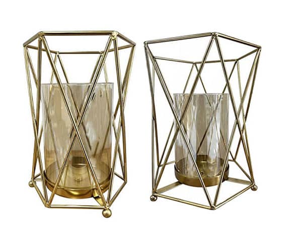 VASE DE DECORATION SET DE 2 PCS REF 115A 115B COULEUR DORE