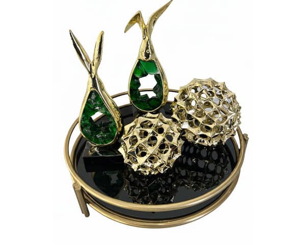 PLATEAU DE DECORATION SET DE 5 PCS REF 163 COULEUR DORE/VERT/NOIR