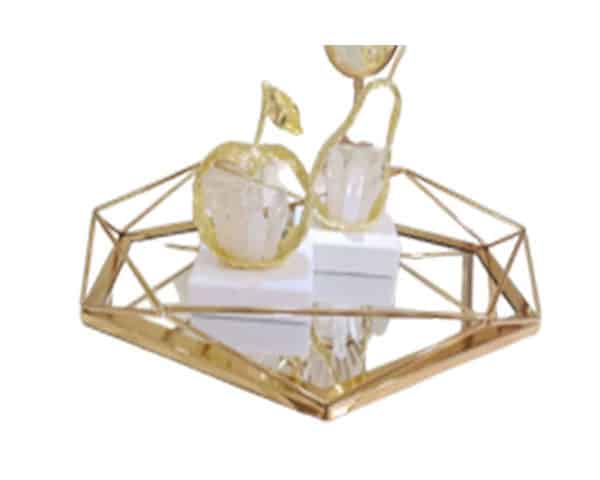 PLATEAU DE DECORATION SET DE 3 PCS REF 6023 COULEUR DORE/ BLANC