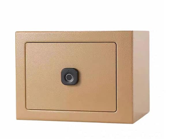 COFFRE FORT MINI AVEC EMPREINTE REF E17/F040 COULEUR MARRON CLAIR