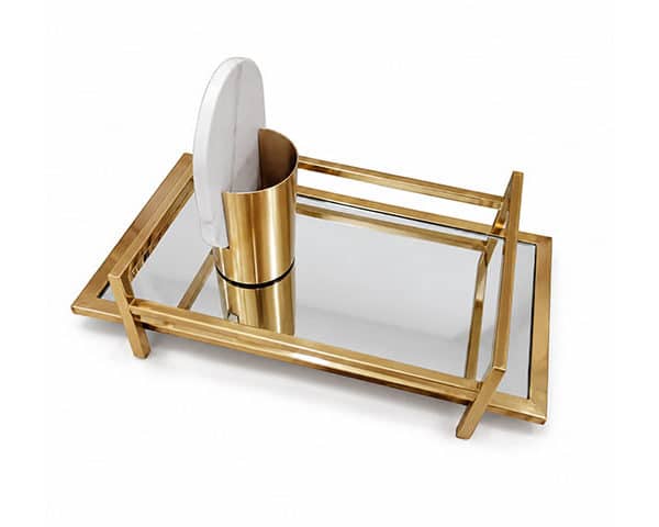MASTEROFFICE 21 PLATEAU DE DECORATION SET DE 2 PCS REF 110A COULEUR DORE/ BLANC Z