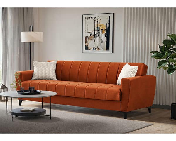 CANAPE EN TISSU 3 PLACES PRONTO COULEUR 6430KR,G53 ORANGE